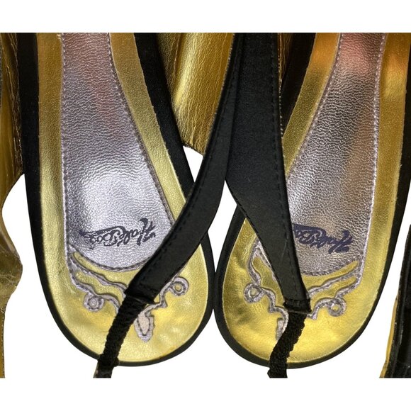 Hale Bob Womens Black Satin Bow Detail Slingback Peep-Toe Heels Size 8.5M - Picture 5 of 9